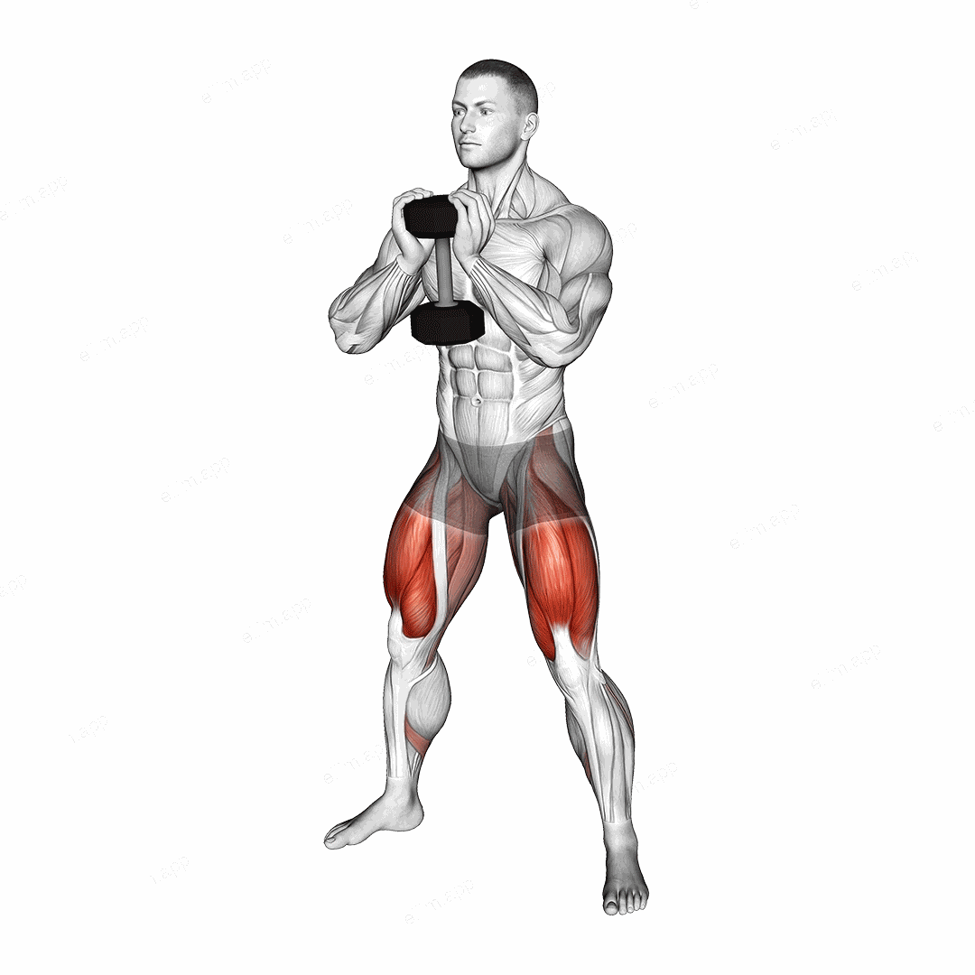 Dumbbell Goblet Sumo Squat exercise targeting Thighs