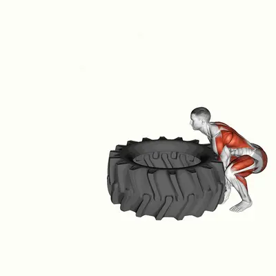 Tire Flip exercise targeting Thighs