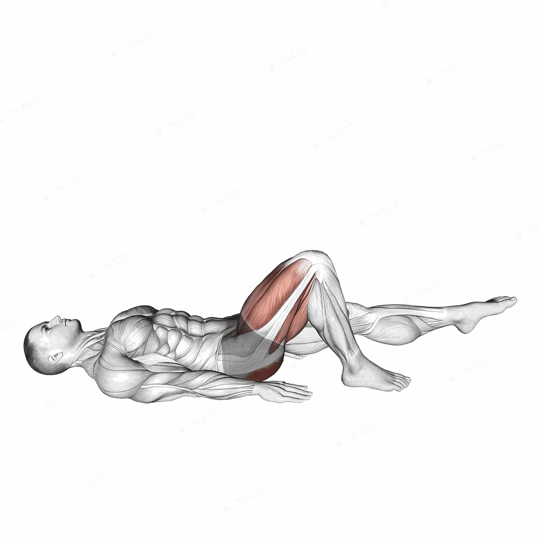 Single Leg Bridge with Outstretched Leg (left) exercise targeting Hips