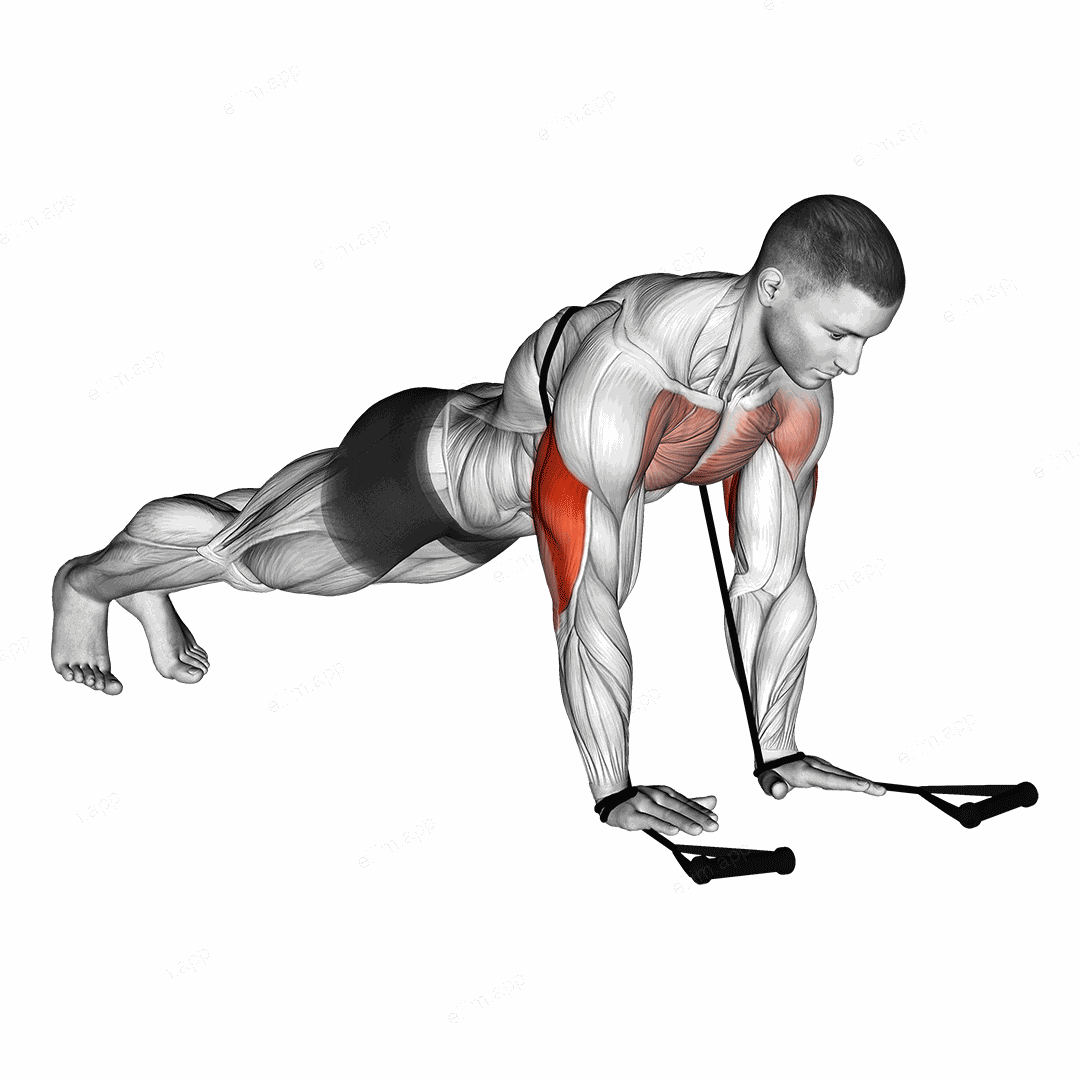 Band close grip push up exercise targeting Chest