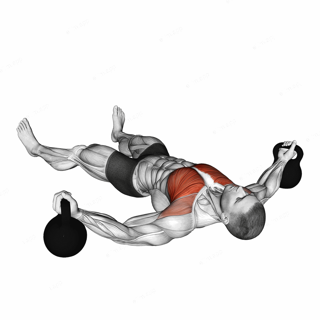 Kettlebell Floor Fly exercise targeting Chest