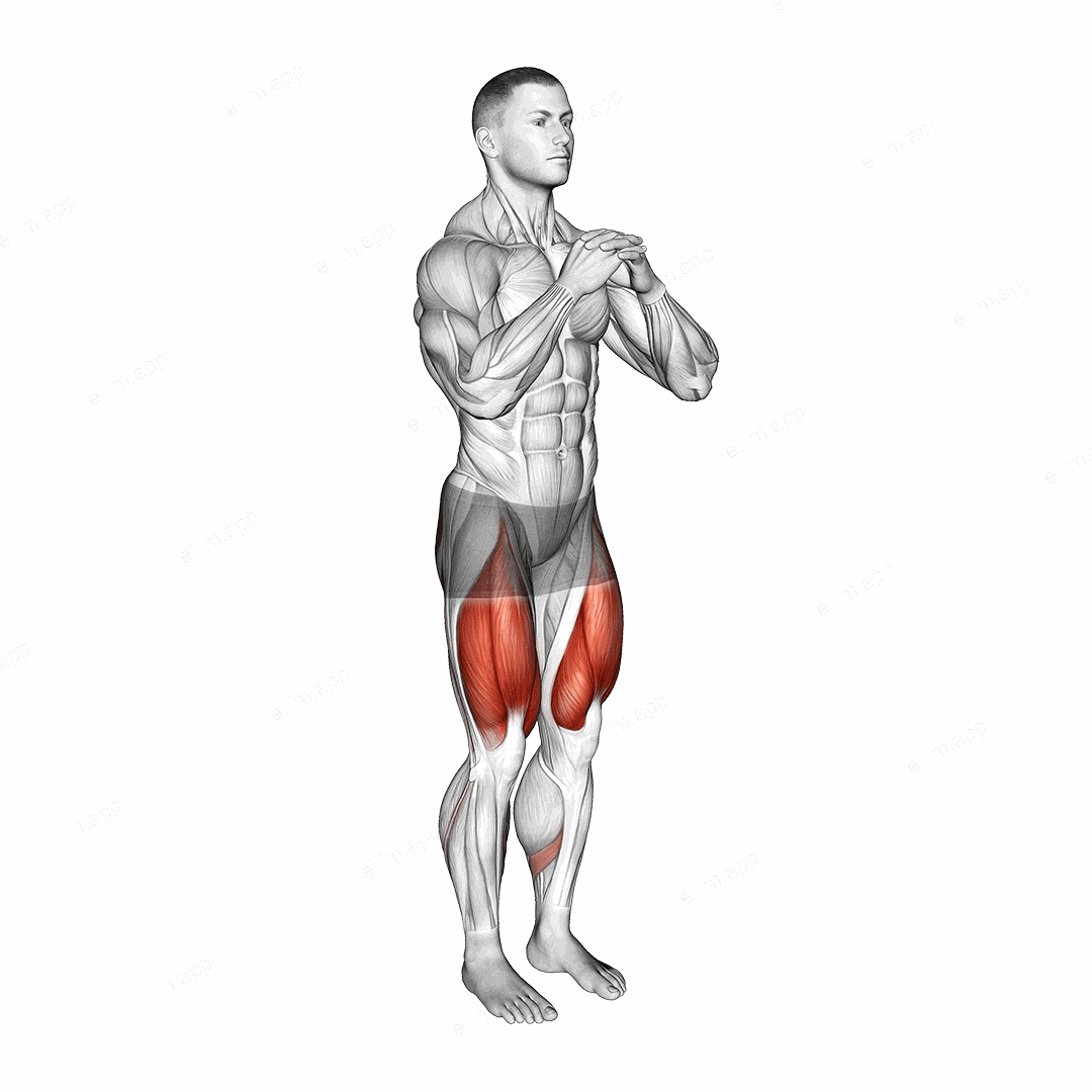 Bodyweight Narrow Stance Squat exercise targeting Thighs and Gluteus Maximus