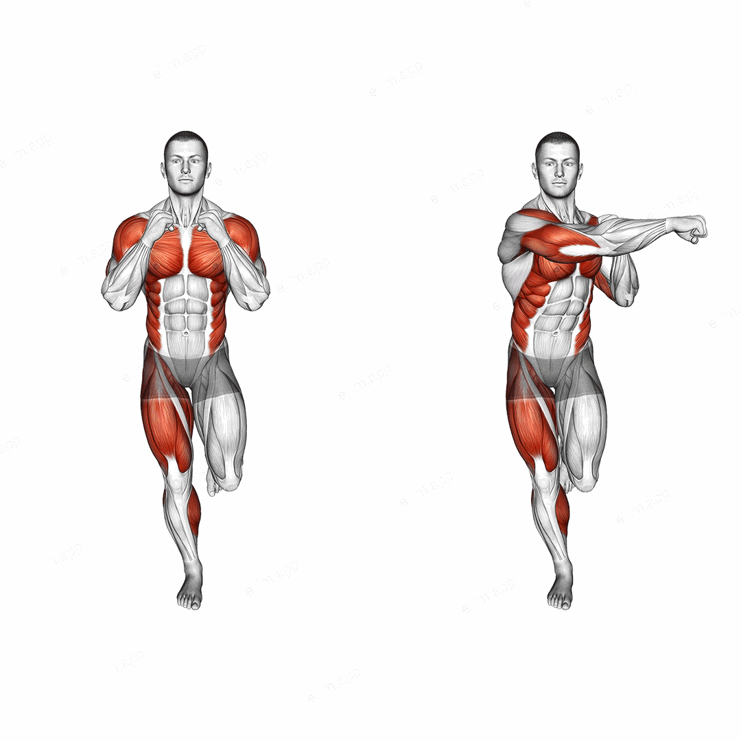 Single Leg Balance Cross Punch exercise targeting Plyometrics
