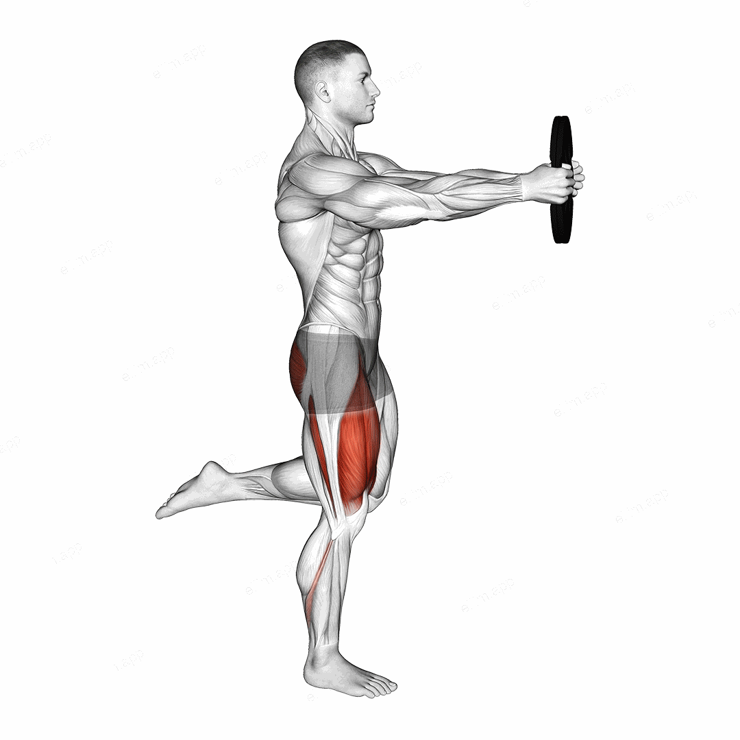 Weighted Counterbalanced Skater Squat exercise targeting Thighs