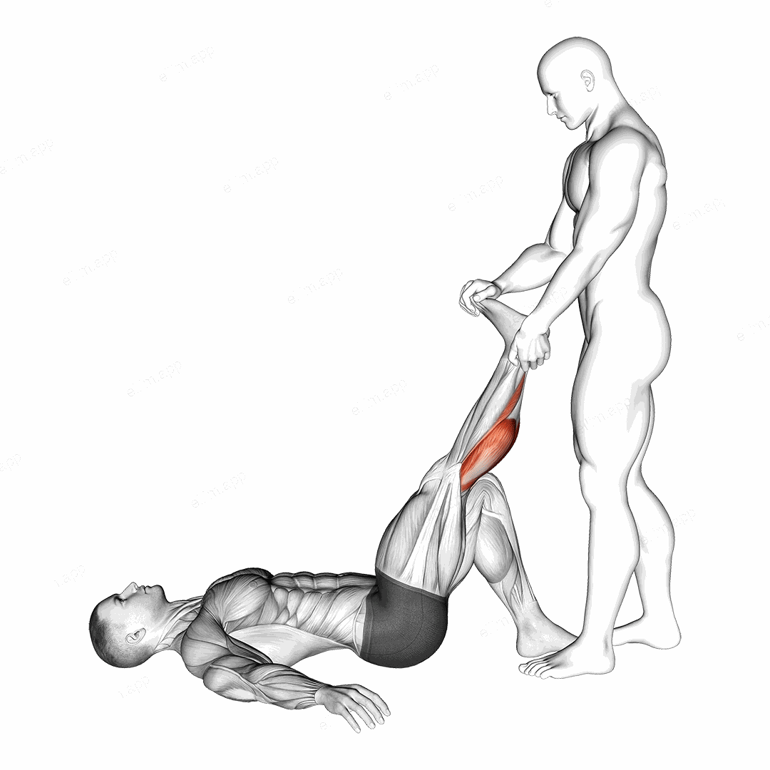 Assisted Lying Gastrocnemius Stretch exercise targeting Calves
