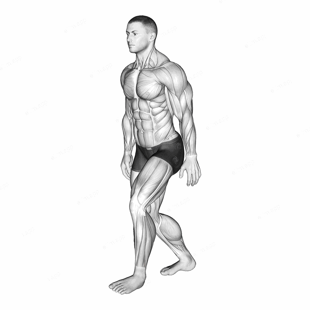 Standing Heel Back Achilles Stretch exercise targeting Calves