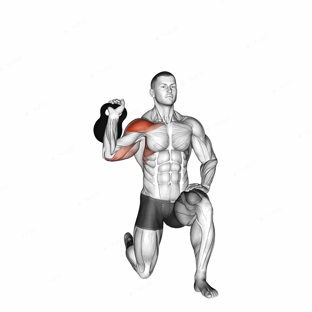 Kettlebell Half Kneeling Shoulder Press exercise targeting Shoulders