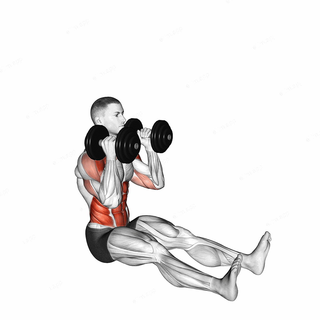 Dumbbell Z Press exercise targeting Shoulders