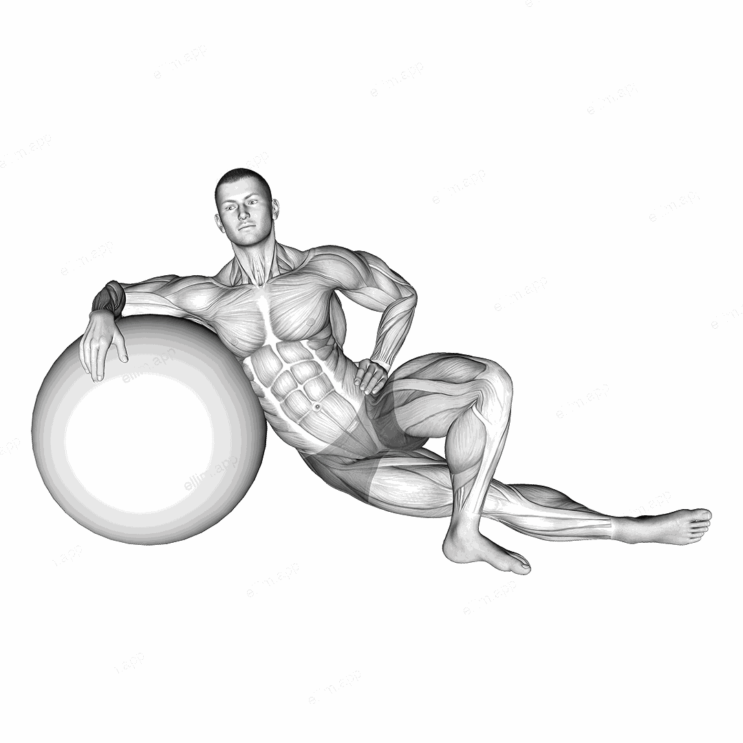 Exercise Ball Lying Abductor Stretch exercise targeting Hips