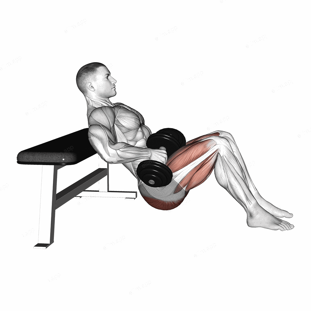 Dumbbell Hip Thrust exercise targeting Hips