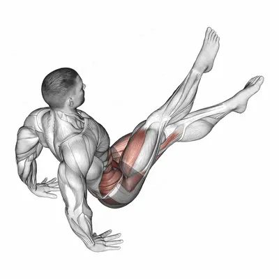Scissors (advanced) exercise targeting Gluteus Medius and Rectus Abdominis