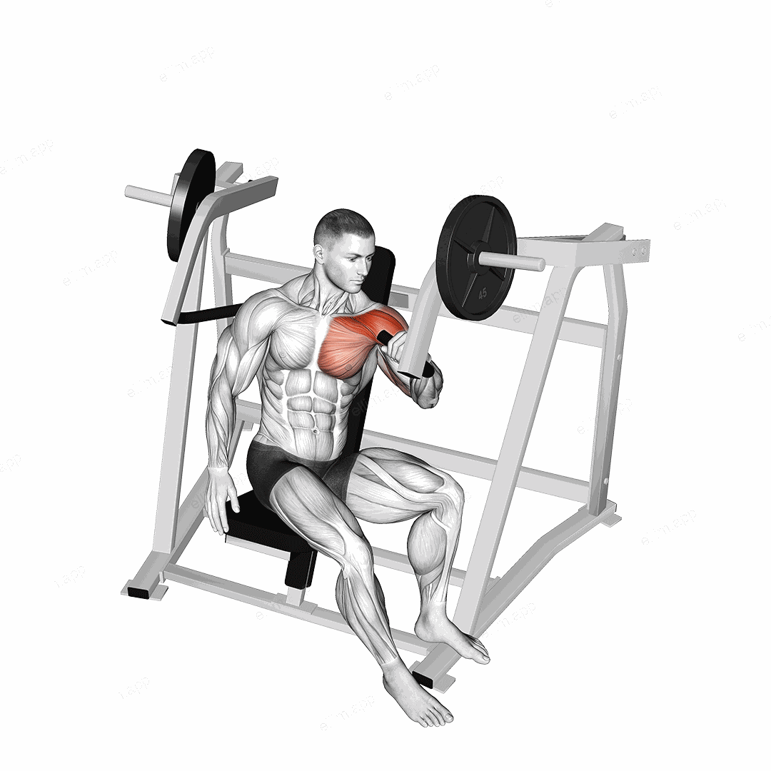 Lever One Arm Incline Chest Press (plate loaded) exercise targeting Chest