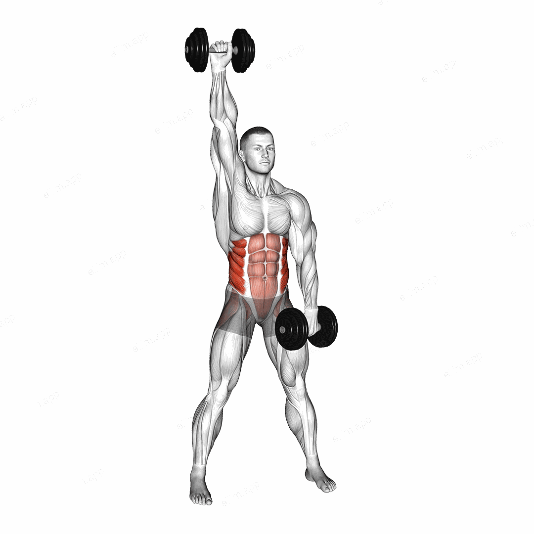 Dumbbell Standing Windmill exercise targeting Waist