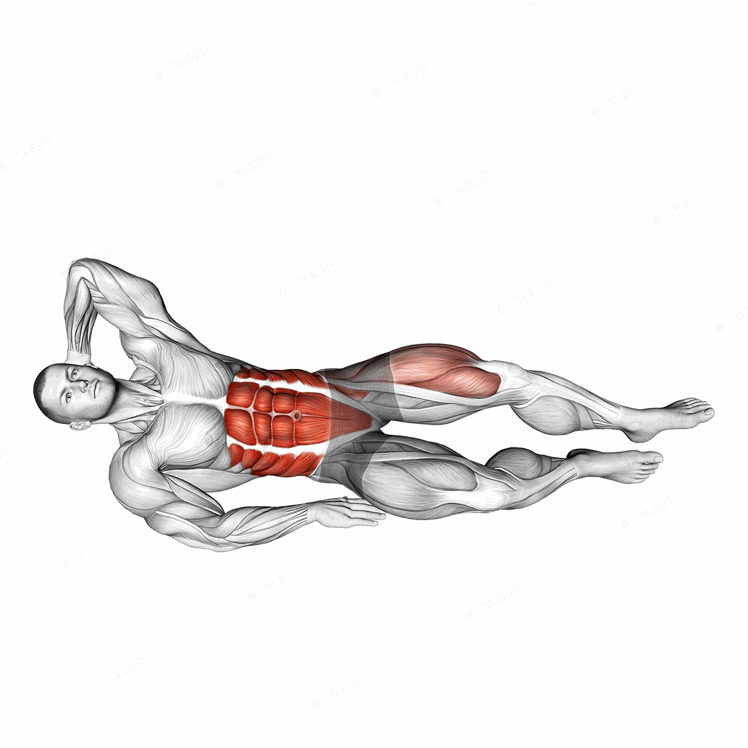 Knee Tuck Oblique Crunch exercise targeting Waist