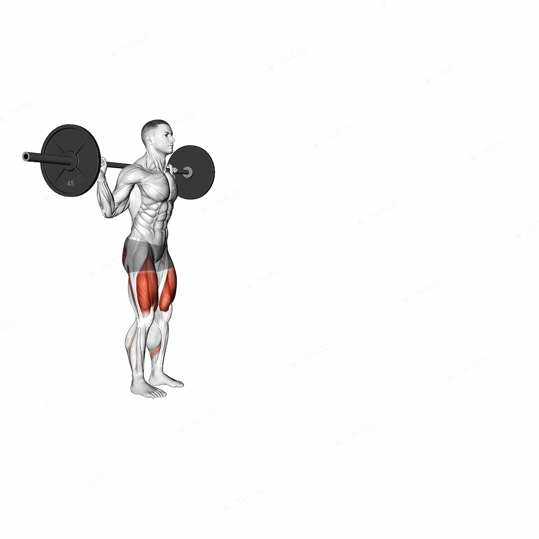 Barbell Walking Lunge exercise targeting Thighs