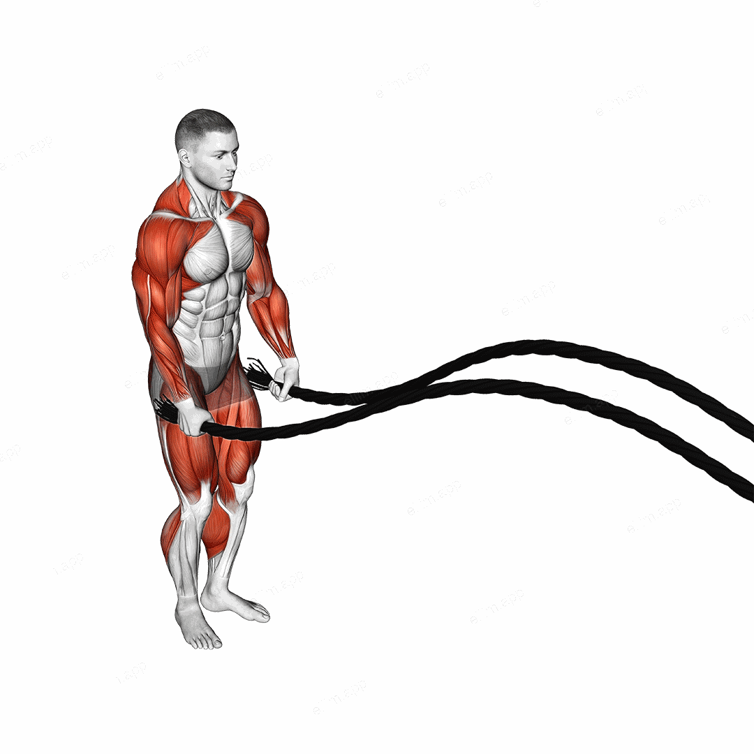 Battling Ropes Jumping Jack exercise targeting Back and Hips