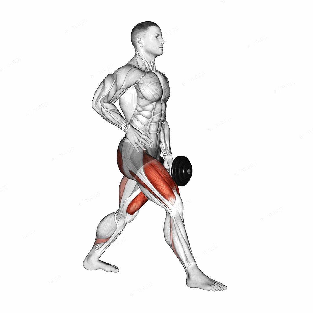 Dumbbell Ipsilateral Split Squat exercise targeting Thighs