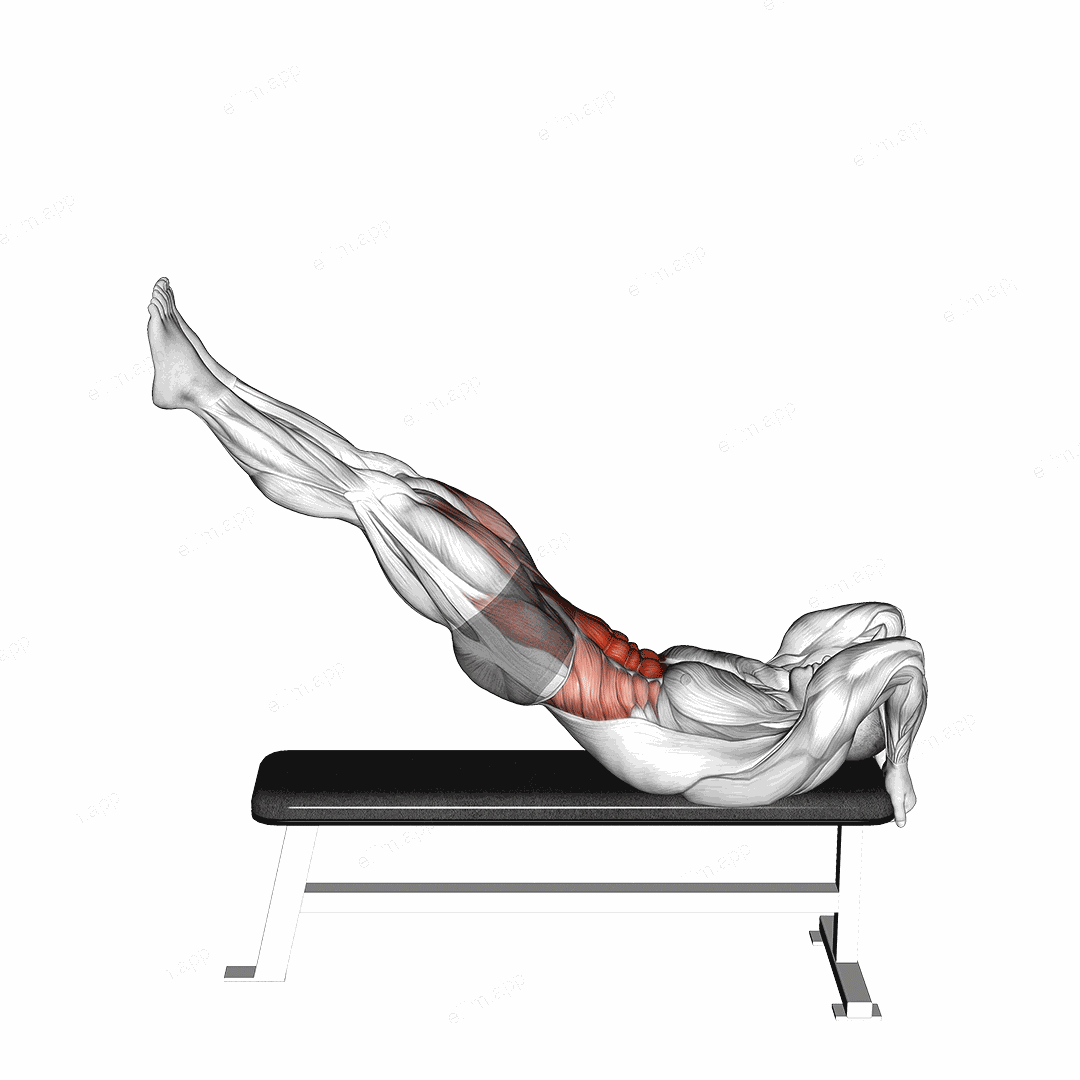 Leg Raise Dragon Flag exercise targeting Waist