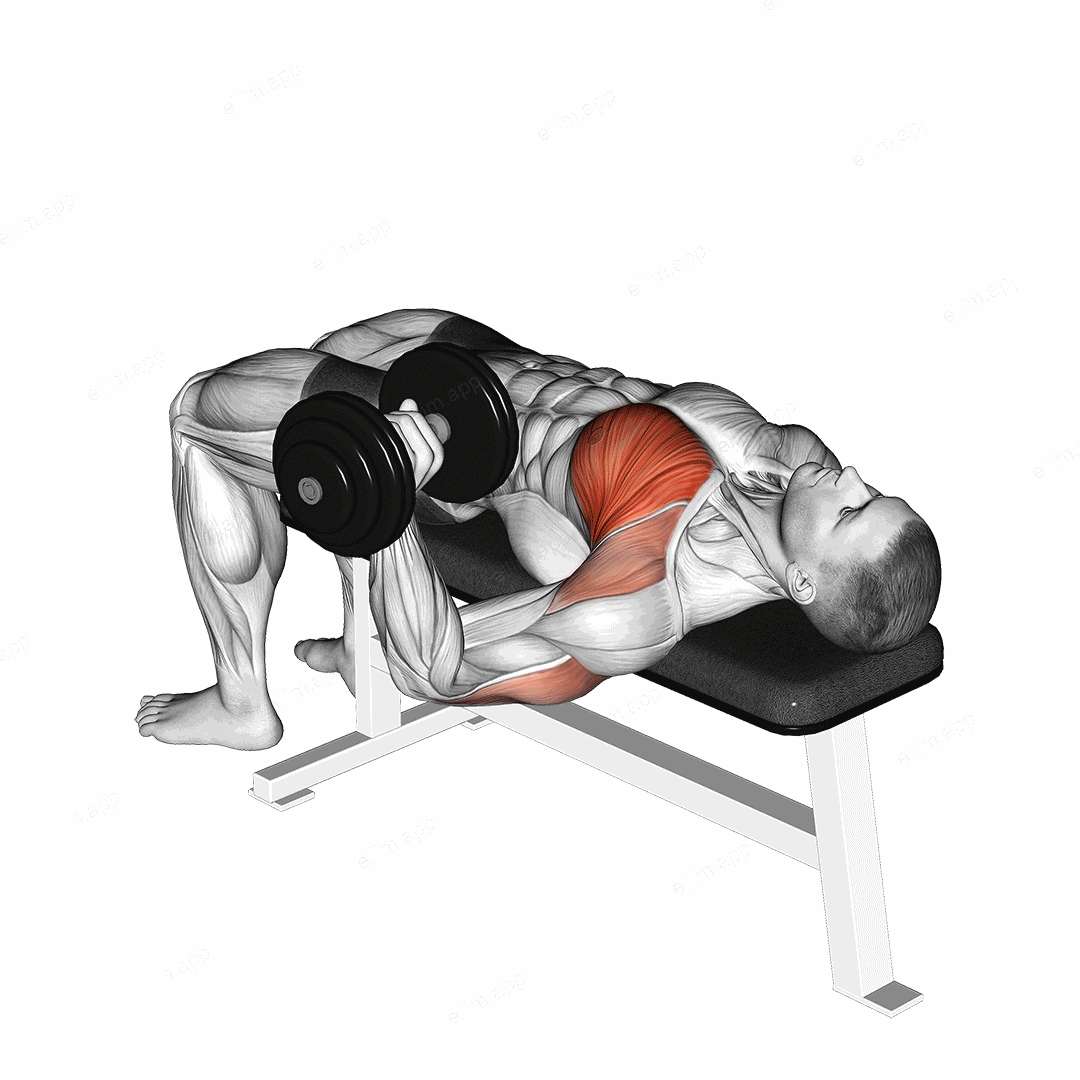 Dumbbell One Arm Wide Grip Bench Press exercise targeting Chest
