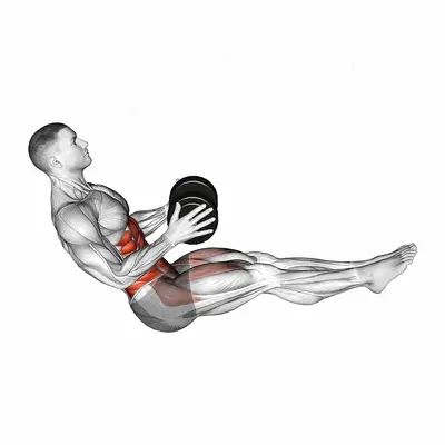 Dumbbell Straight Leg Russian Twist exercise targeting Waist and Obliques