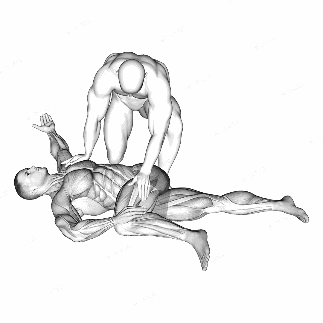 Assisted Oblique Glute Minimus And Medius Stretch exercise targeting Hips