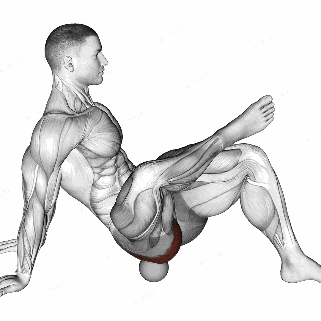 Roll Ball Piriformis Release exercise targeting Hips and Gluteus Maximus