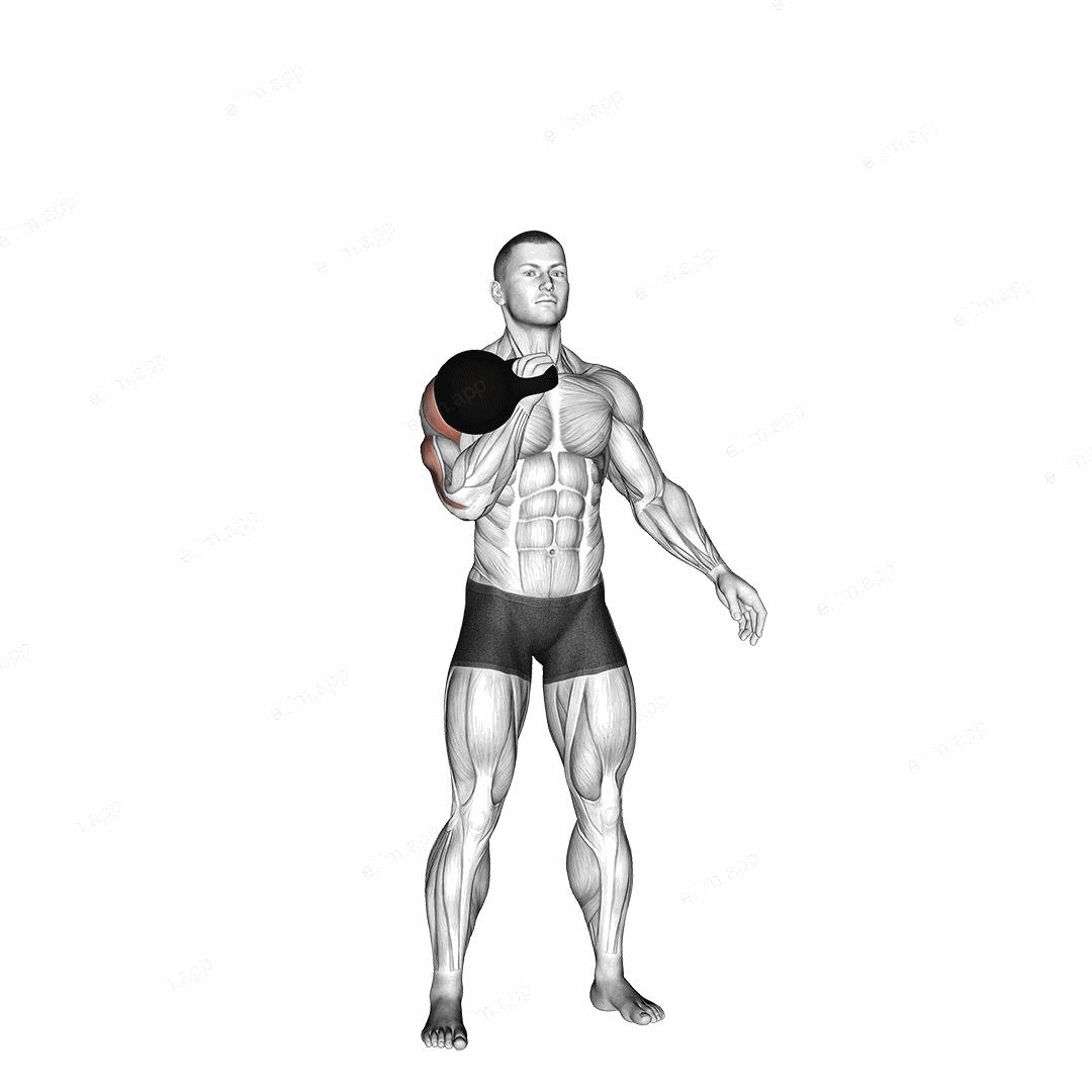 Kettlebell Strict Press exercise targeting Shoulders and Deltoid Anterior