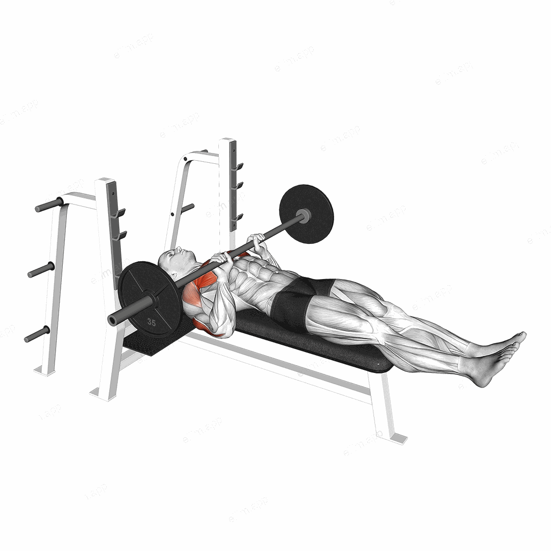 Barbell Close Grip Larsen Press exercise targeting Chest