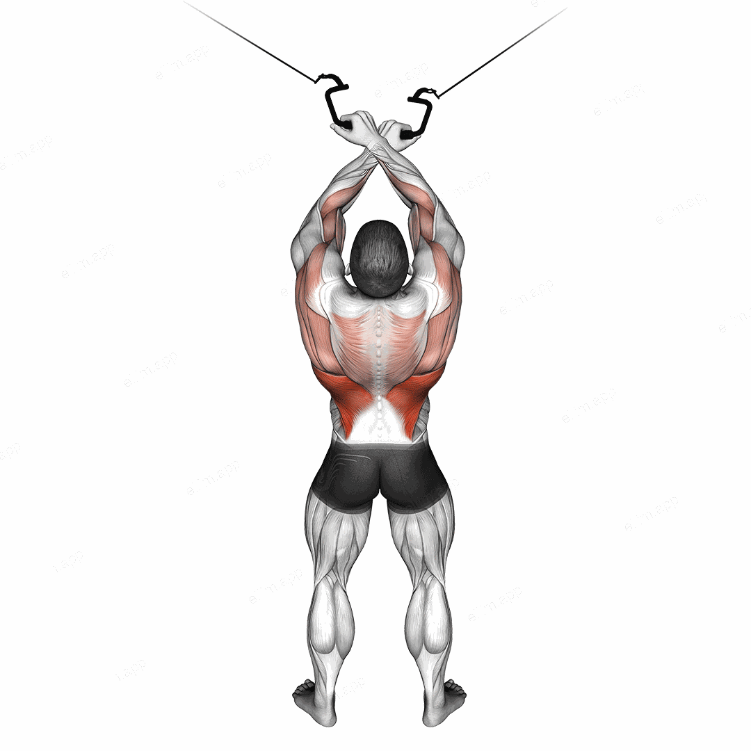 Cable Cross over Lateral Pulldown exercise targeting Back