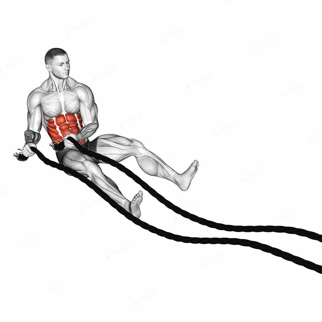 Battling Ropes Russian Twist exercise targeting Waist