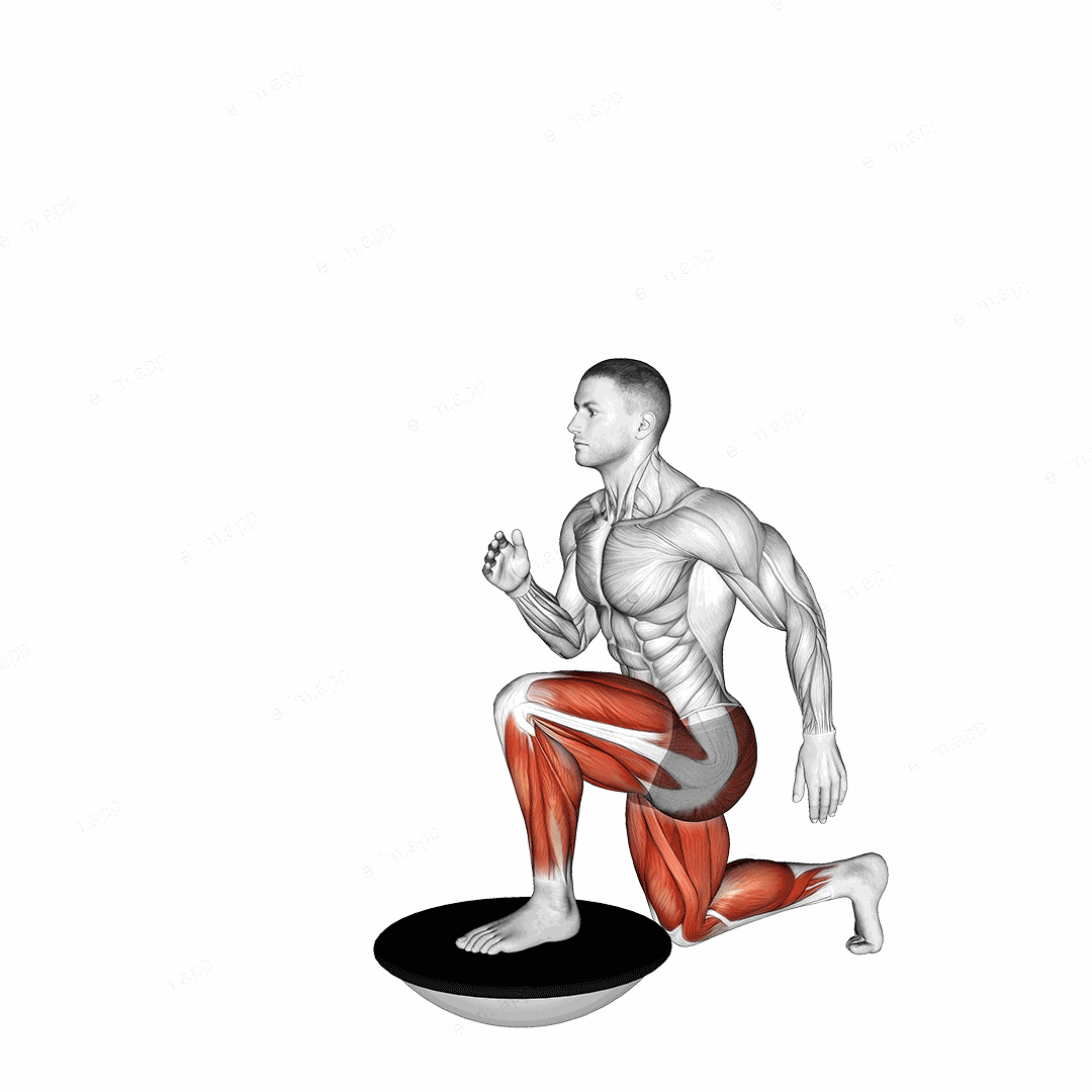 High Knee Lunge on Bosu Ball exercise targeting Plyometrics