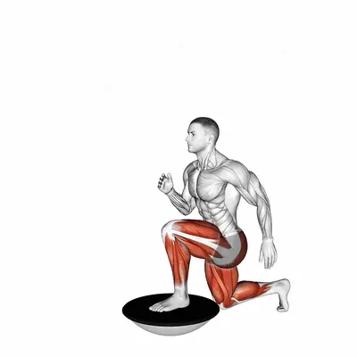 High Knee Lunge on Bosu Ball exercise targeting Plyometrics