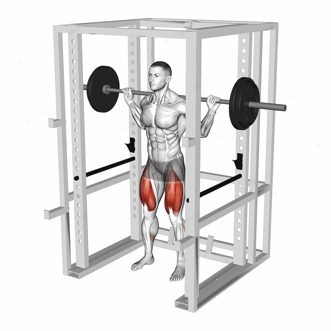 Barbell Anderson Squat exercise targeting Thighs