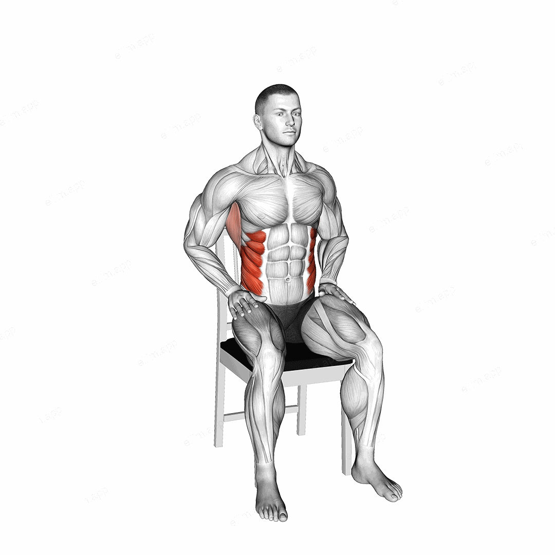 Diagonal Reach on Chair exercise targeting Waist