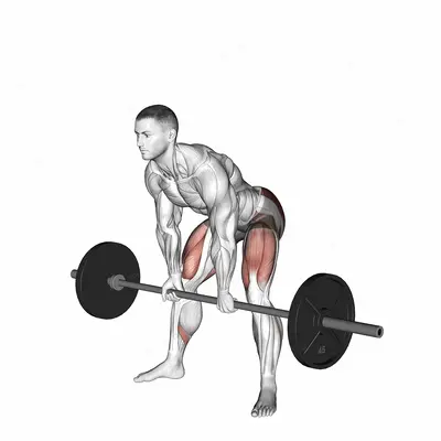 Barbell Sumo Romanian Deadlift exercise targeting Hips and Erector Spinae