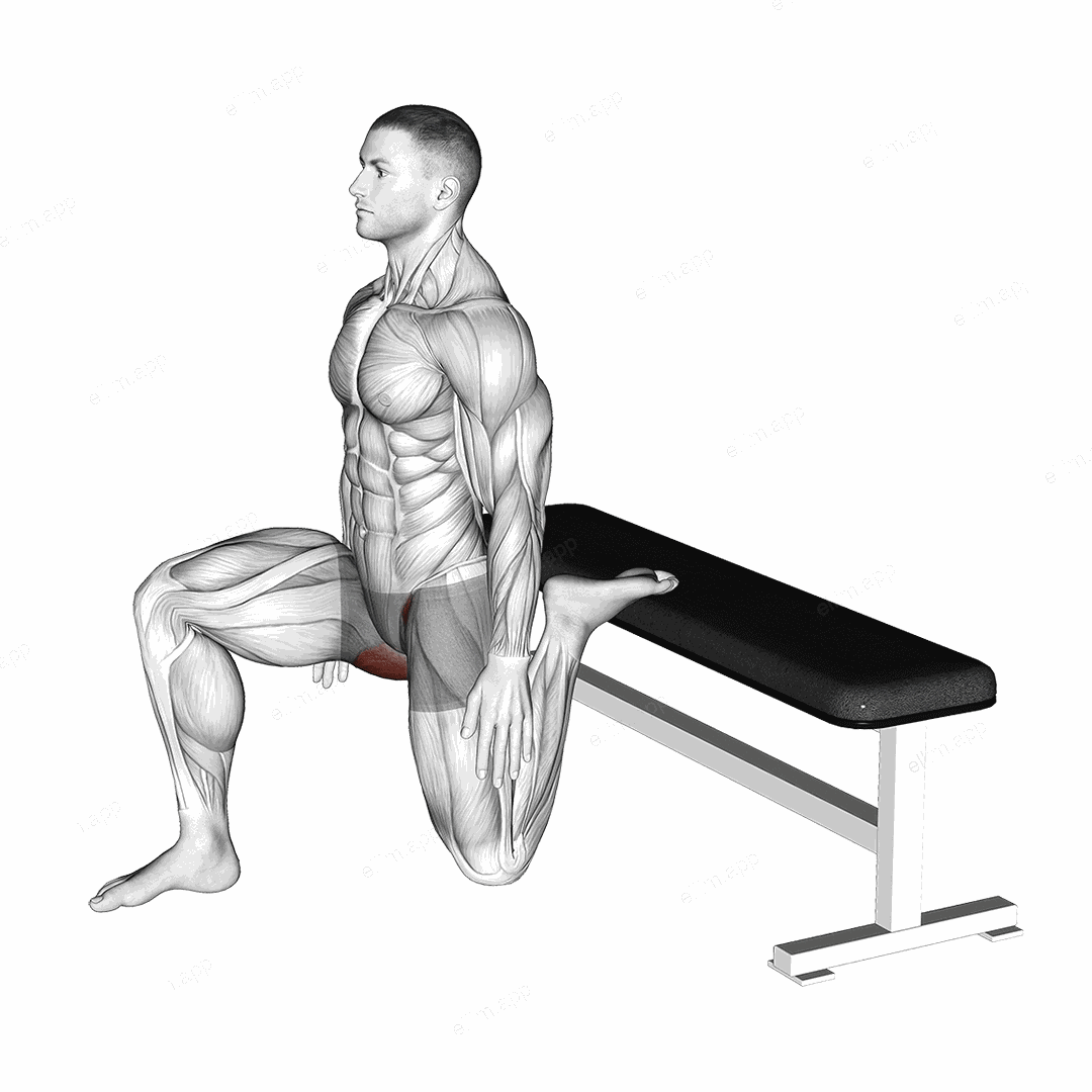 Hip Flexor Stretch Rear foot elevated exercise targeting Hips and Gluteus Maximus