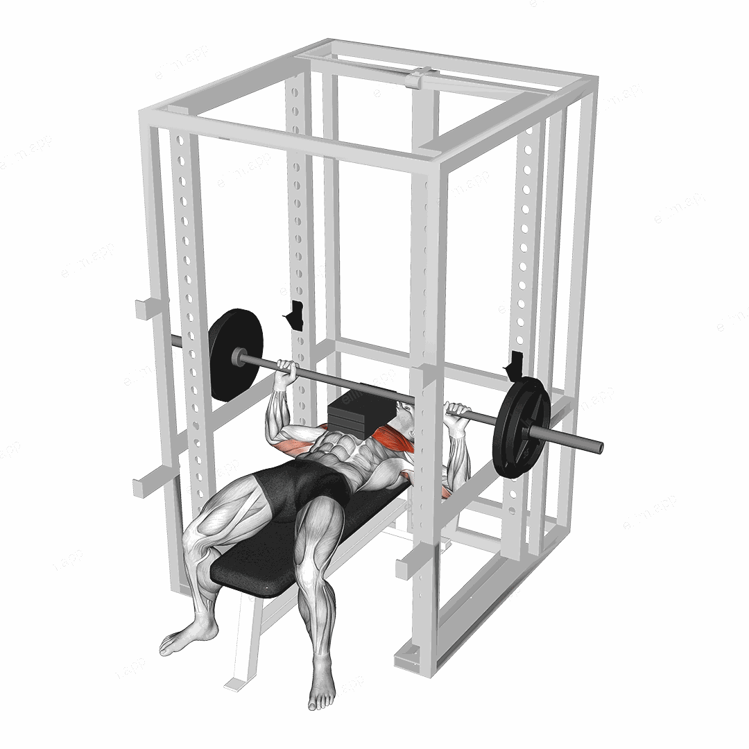 Barbell Bench Press with 3 board exercise targeting Chest