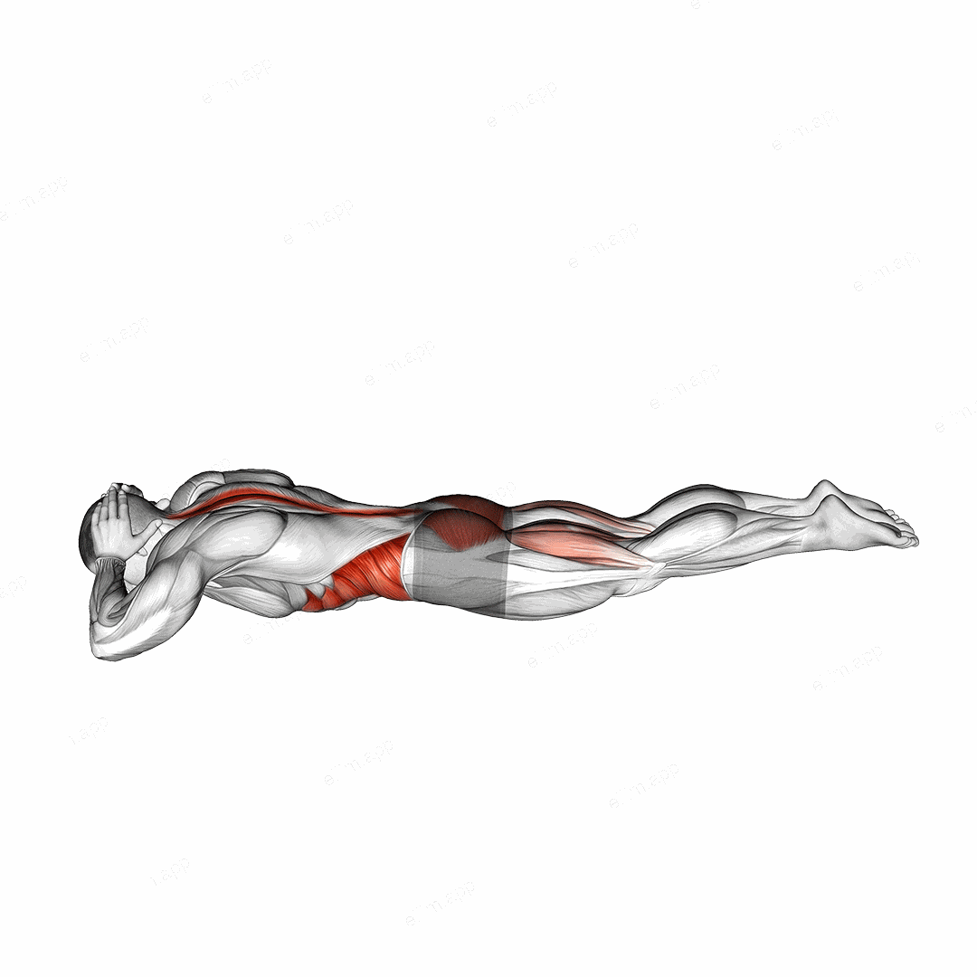Twist Superman exercise targeting Hips and Erector Spinae