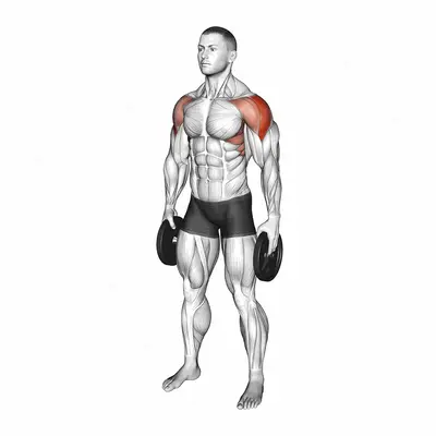 Weighted Plate Standing Lateral Raise exercise targeting Shoulders
