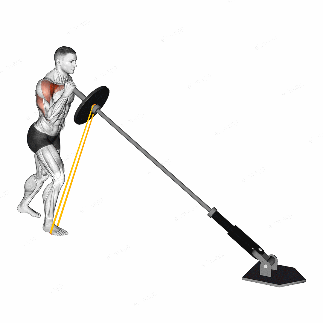 Landmine Resistance Band One Arm Shoulder Press exercise targeting Shoulders