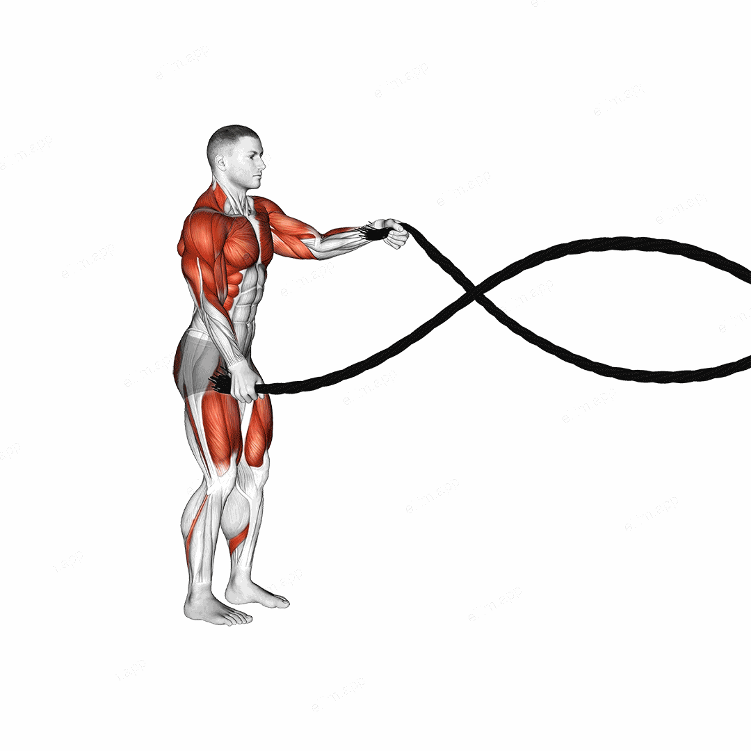 Rear Lunge with Battling Ropes exercise targeting Plyometrics