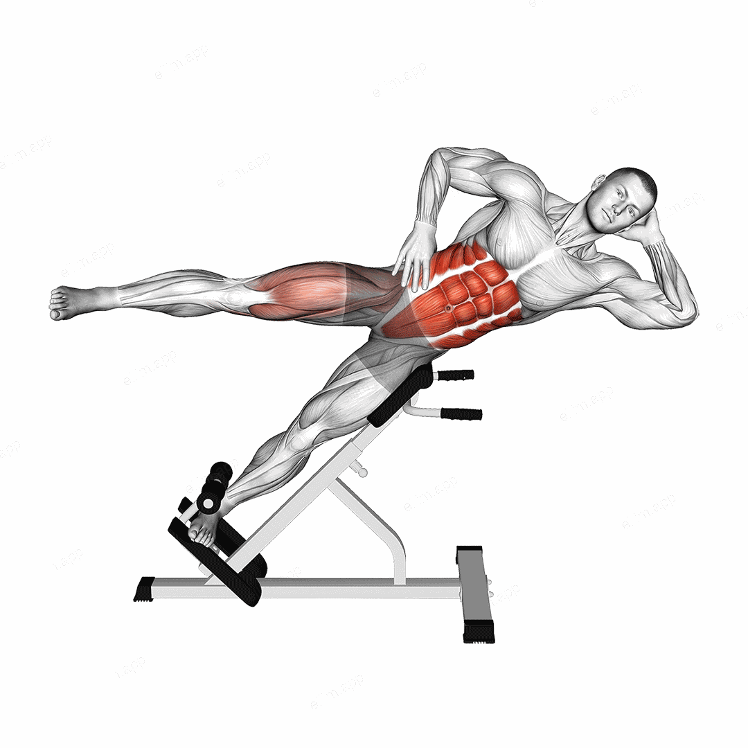 45 degree Bycicle Twisting Crunch exercise targeting Waist and Iliopsoas