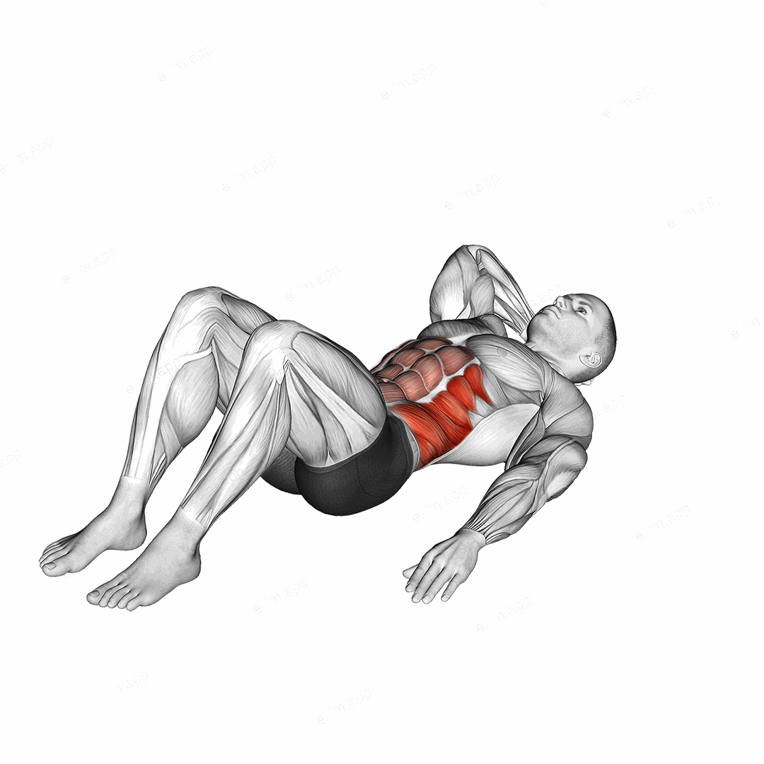 Alternate Oblique Crunch exercise targeting Waist and Obliques