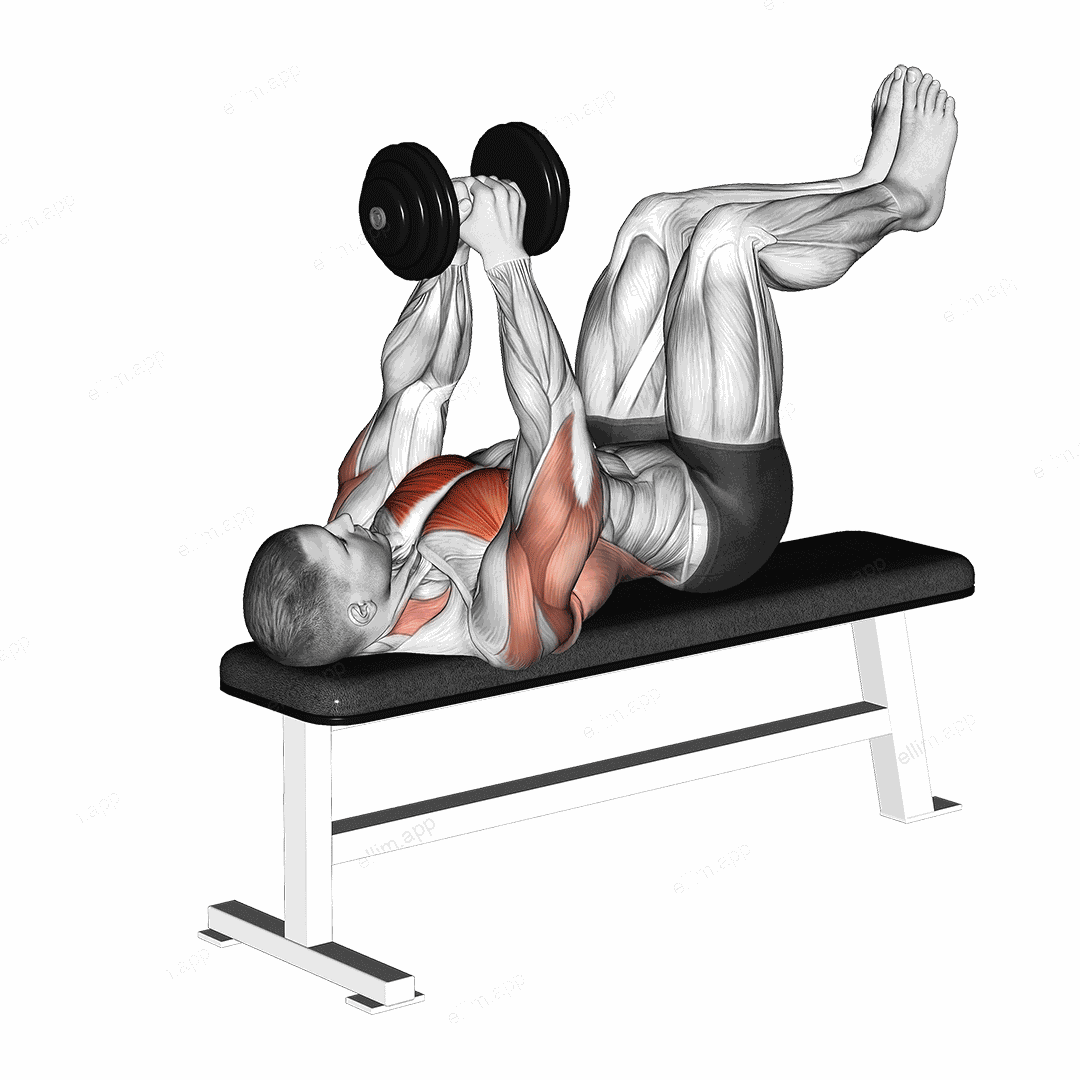 Dumbbell Straight Arm Pullover (knees at 90 degrees) exercise targeting Chest and Pectoralis Major Sternal Head