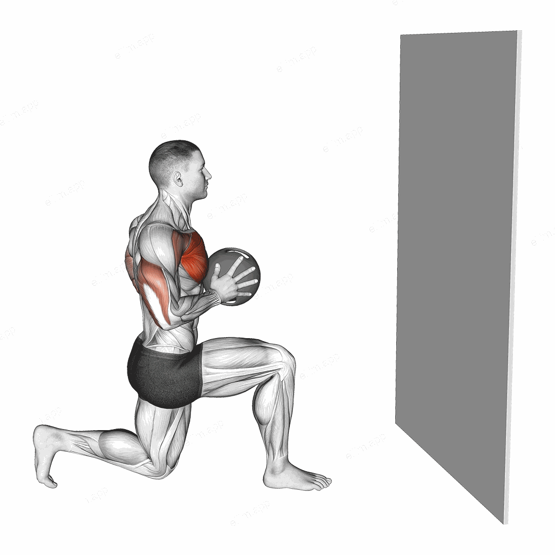 Medicine Ball Half Kneeling Chest Push exercise targeting Chest