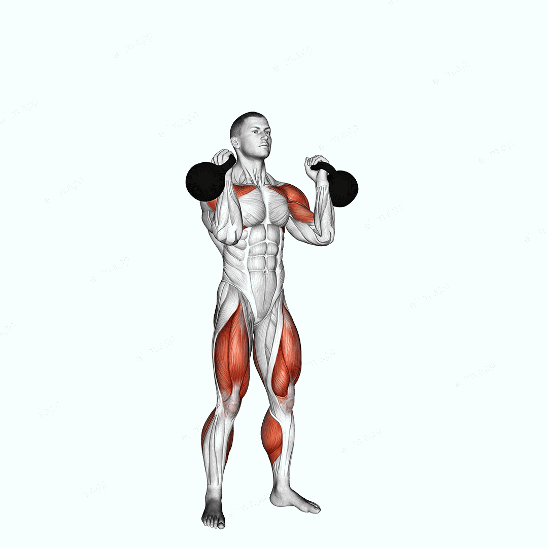 Kettlebell Thruster exercise targeting Shoulders and Adductor Magnus