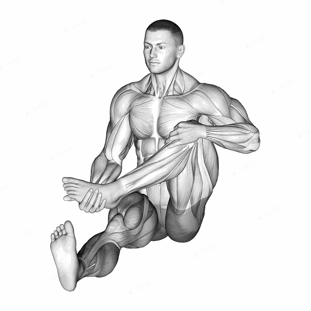 Sitting Foot To Chest Buttocks Stretch exercise targeting Hips
