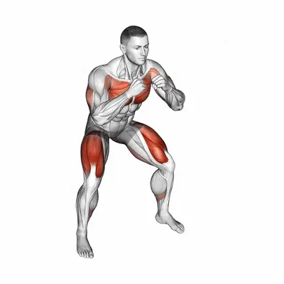Cross Body Punch in Squat Position exercise targeting Chest