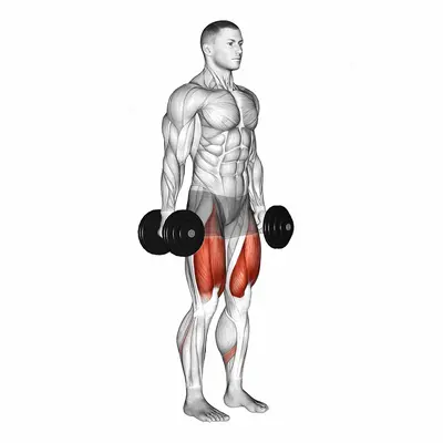 Dumbbell Squat exercise targeting Thighs and Gluteus Maximus