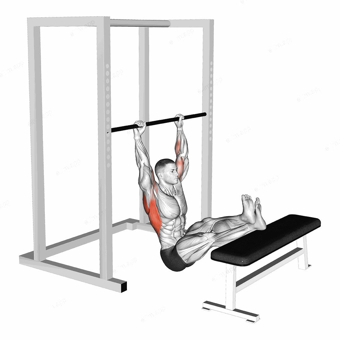 Seated Pull up (legs elevated) exercise targeting Back